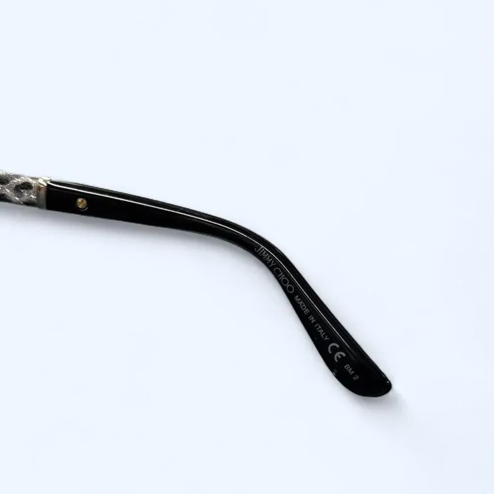 Jimmy-choo Women's Black Cat Eye Sunglasses with Sparkly Leopard Print Sides